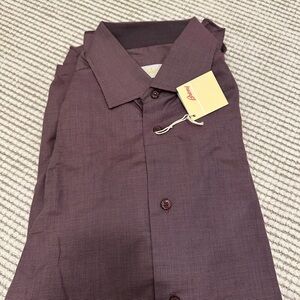 Brioni Men's Burgundy Casual Button Down Shirt